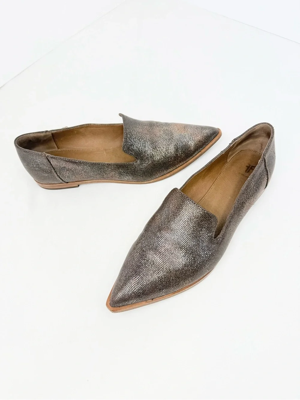 Frye KENZIE VENETIAN Multi Metallic Bronze Shimmer Pointed Toe Ballet Flats